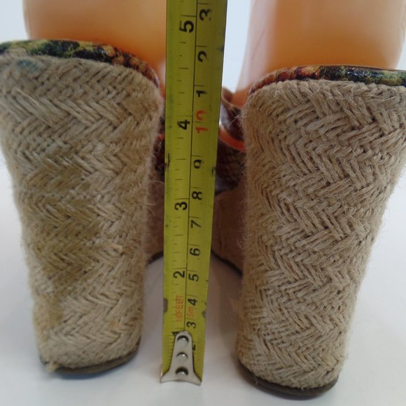 MIA "Rasinette" 4.5" Jute Wedge Animal Print Criss Cross Open Toe Sandals Sz 9 - Picture 6 of 11